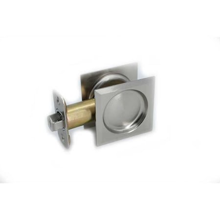 Orca Hardware Pocket Door Lock, Square, Passage Function, US15 Satin Nickel Finish PDLSQ-PS-15